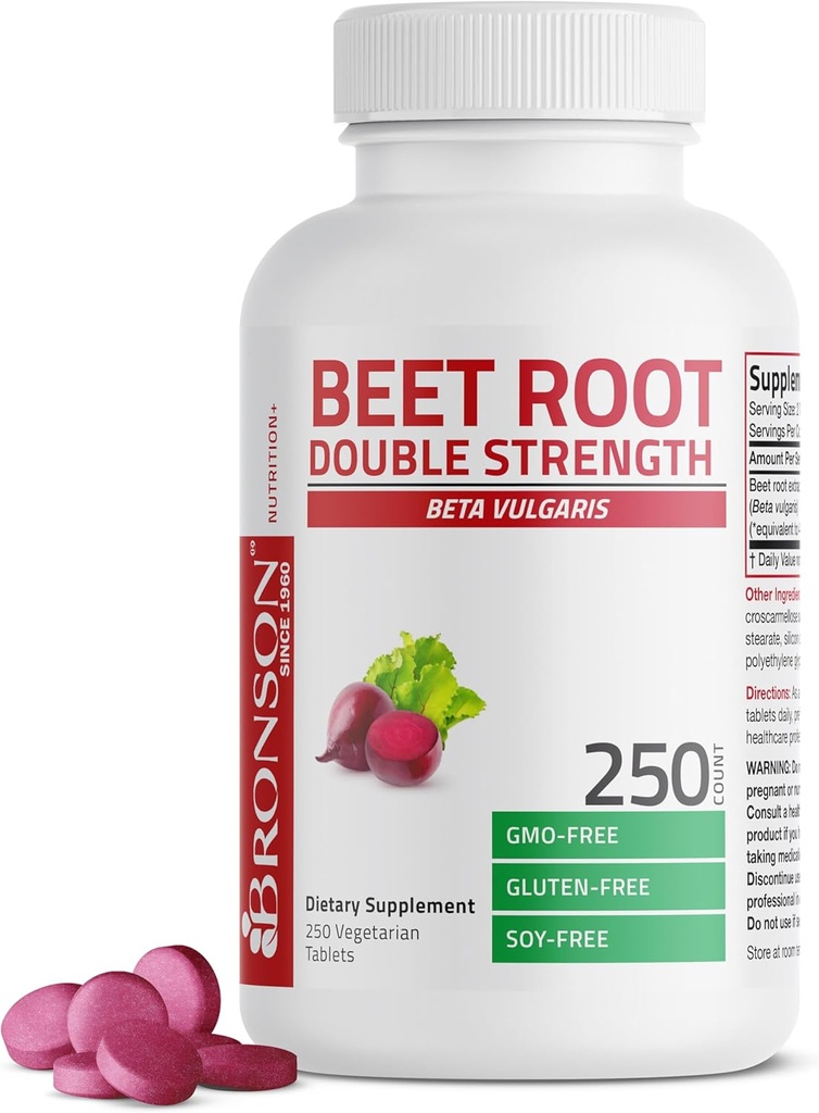 Bronson Beet Root Dobbelt Styrke, Non- GMO, 250 Vegetariske tabletter