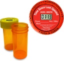 TimerCap Viser automatisk tid siden sidst åbnet - Build- in Stopwatch Smart Pill Flaske Cap Medication Reminder Case (Qty 2- 1.8 oz Amber Flasker) CRC
