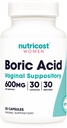 Nutricost Boric Acid 600 mg, 30 kapsler - Vaginal Suppository - Non- GMO - for kvinder