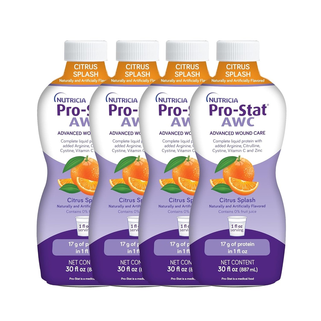 Pro- Stats Avanceret Sårpleje (AWC), Koncentreret Flydende Protein Medical Food - Citrus Splash Punch Flavor, 30 Fl Oz flaske (sag af 4)