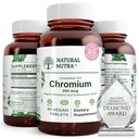 Naturlig Nutra GTF Chrom Polynicotinat med ChromeMate, understøtter Body Metabolisme, Promote Body Health, Cardiovaskulær Health 200 mcg, 60 Vegan tabletter