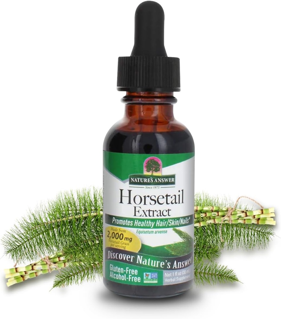 Nature's Answer Horsetail Extract Alcohol Free 1 Oz Super Concentrated Promotes Healthy Hair, Skin & Nails