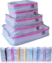 MUMI Packing Cubes - 5 -Piece Compression Packing Cubes for Travel, Bagage Arrangører for Suitcases, Carry- On Tasker, Backpacks og Duffel Tasker - Space-Saving Travel Essentials - Pink