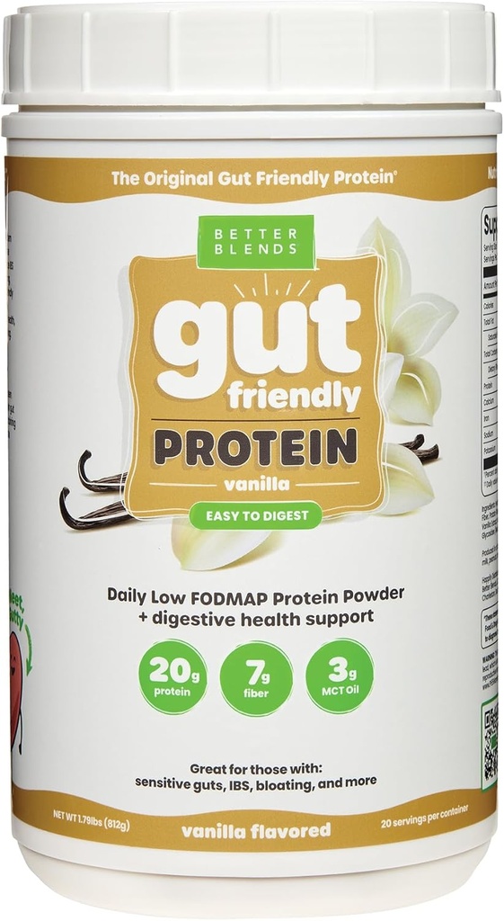 Collagen Peptider og Havre Protein Powder- Low FODMAP Certified, Diary- Free, Soy- Free, 100% Gut- Friendly and Non- Bloating, Vanilla, 20 Servere