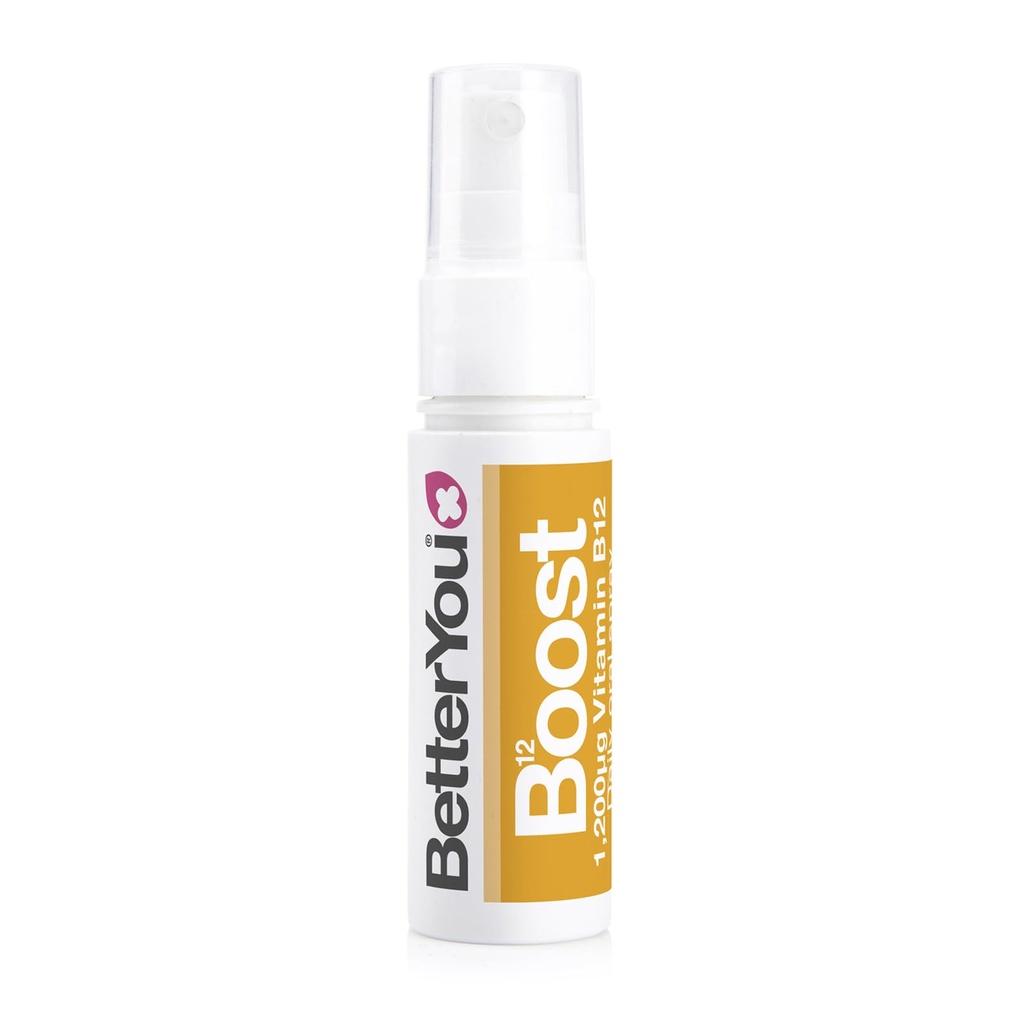 BetterYou Boost Vitamin B12 Oral Spray - Natural Liquid Supplement - Vitamin Spray til daglig B12 Indtagelse - Grøn te og krom - 0,85 oz