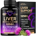 Lever Cleanse Detox & Repair - Milk Thistle Yester124; Dandeelion Mester124; Artichoke Mester124; Tuddy Mester124; Glutathione & NAC - Effektiv leverhygiejne Supplement Mester124; 80% Silymarin - Laboratory Tested, Vegan - Made in USA 60 Kapsler