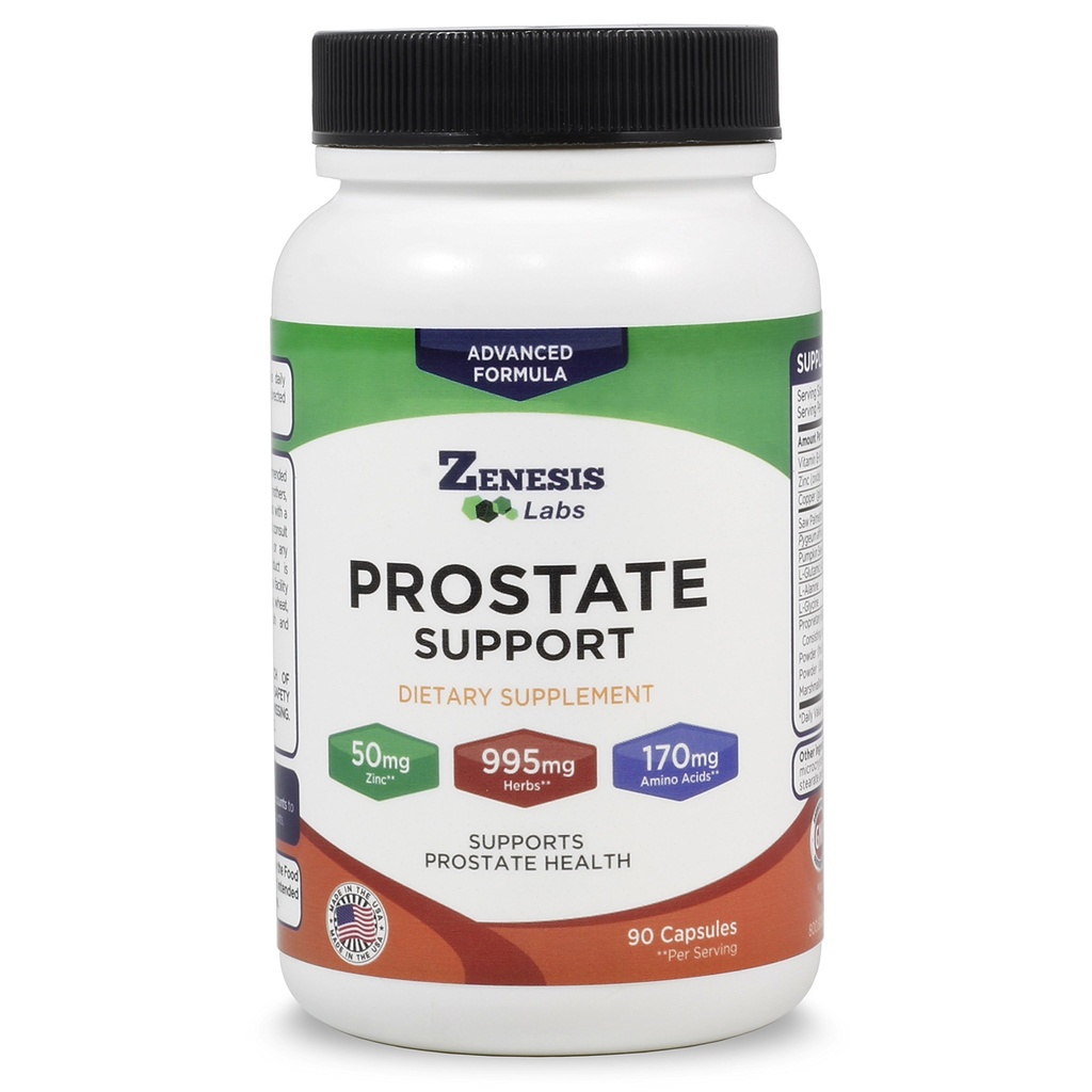 Zenesis Labs Prostate Health med Saw Palmetto - 90 kapsler - Også med zink, kobber, græskar frø, Burre Root, Aminosyrer, & andre ekstrakter - 45 dages forsyning