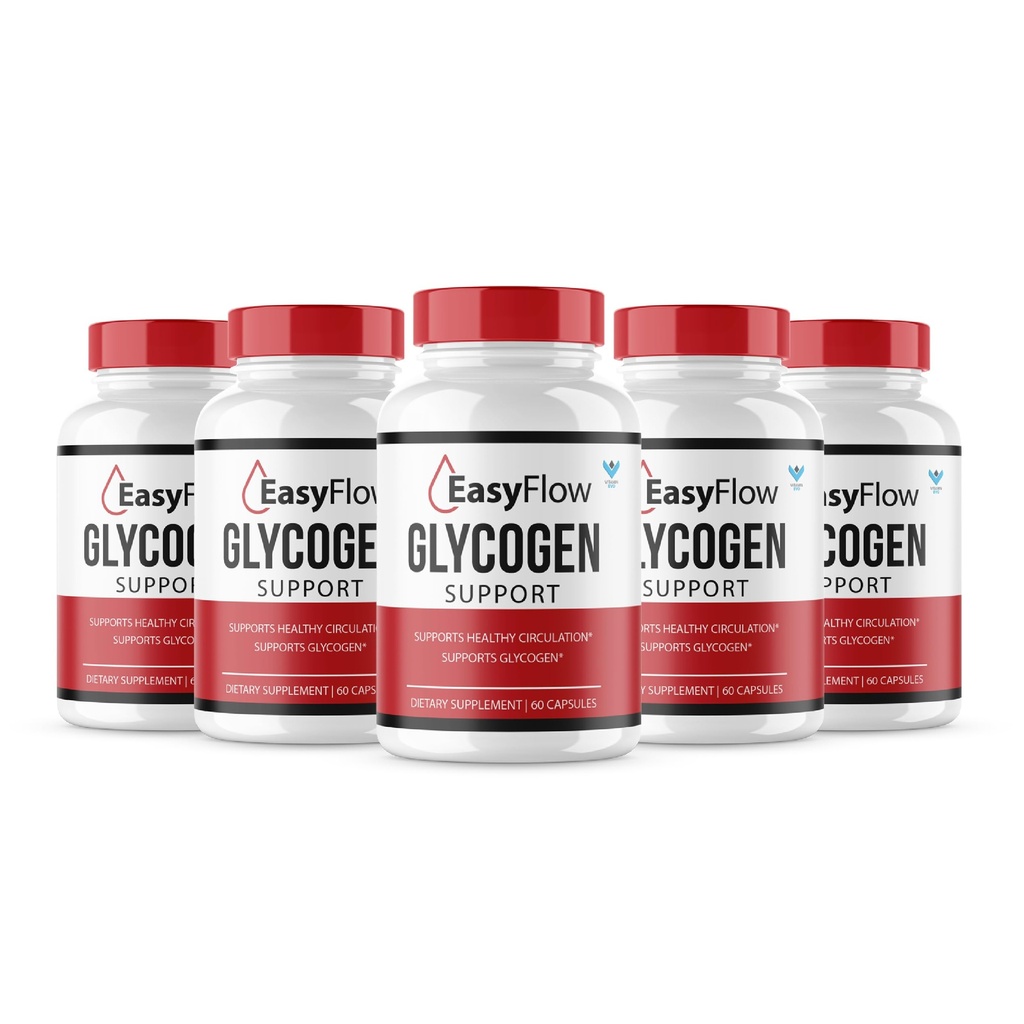 (5 Pack) Easy Flow Glycogen Support EasyFlow Glyco piller, Easy Flow Maksimum styrke Glycogen sundhed og blod Support, EasyFlow Advanced Glyco Optimizer Formel - 300 kapsler