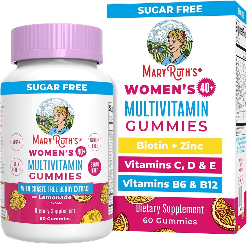 MaryRuth Organics, Sugar Free, Vegansk Vitamin Gummy, Immunitet Support Daily Multivitamin + Chasteberry, Hår, Hud og Negl for Kvinder, 60 Greve, pakke med 1