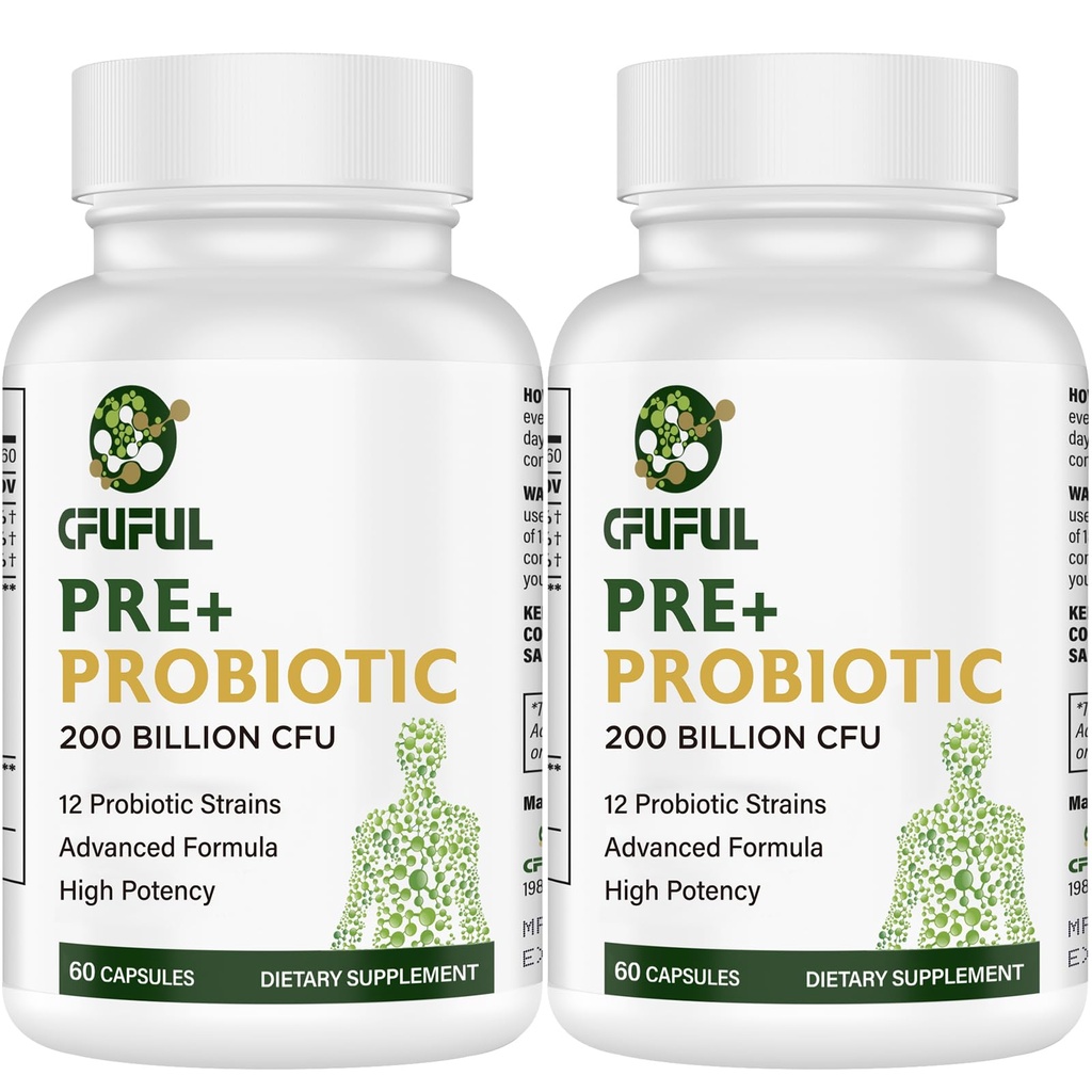 Probiotika til kvinder og mænd - 200 Millioner CFU 12 Strops Probiotika til fordøjelsesbesvær Immunum & Gut Sundhed, med Organic Prebiotic Hylde Stabil Probiotisk supplement til Bloating 120 Kapsler