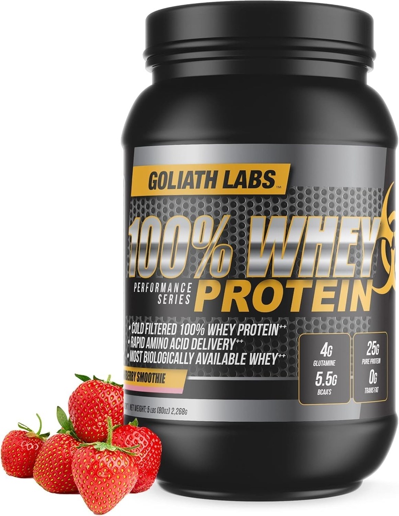 Goliath Labs 20- Pound Strawberry 100% Whey Protein Powder Workout Supplement