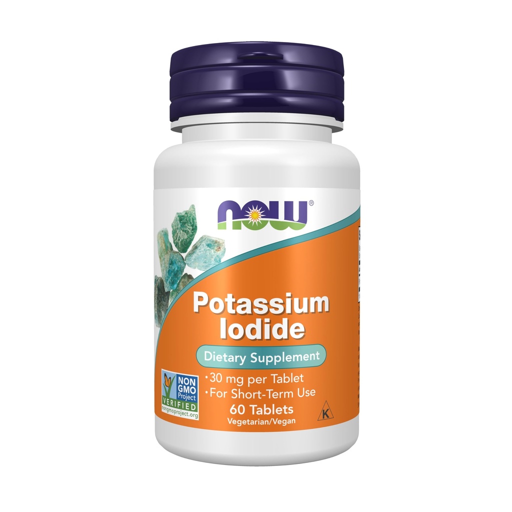 Now Foods Supplements, Kalium Iodide 30 mg, Non- GMO Project Verified, Kosttilskud, 60 tabletter