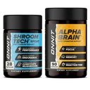 ONNIT Premium Alpha Brain Bundle - Nootrop Brain Supplement (90 Greve) for fokus, koncentration og hukommelse + Shroom Tech Sport til motion, energi og cardiovaskulær ydeevne (28 Greve)