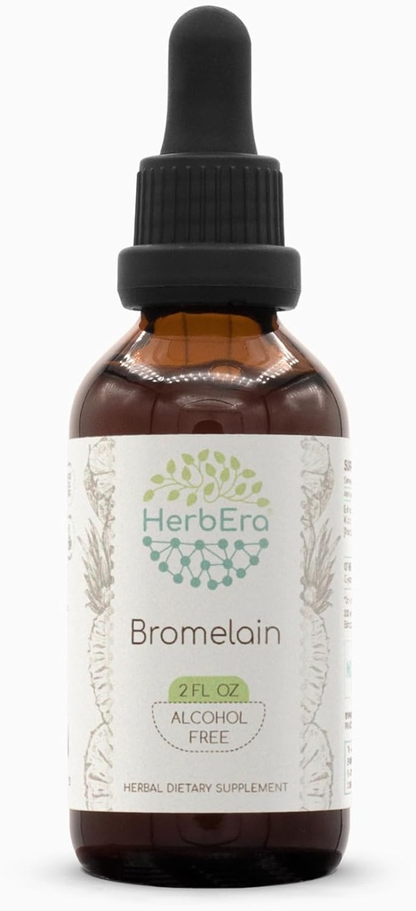 Bromelain B60 Alkohol- Free Herbal Extract Tinktur, Super- koncentreret Vildlavet Bromelain, Ananas comosus (2 fl oz)