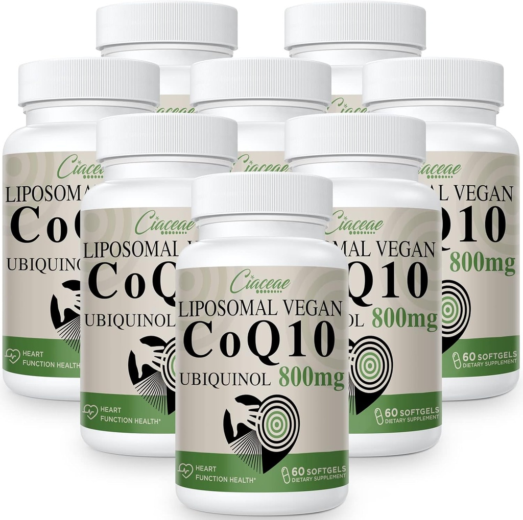 Liposomal CoQ10 800 mg Ubiquinol Softgel, Max Absorption Ubiquinol Coenzym Q10, Ubiquinol CoQ10 Supplement for antioxidant, Heart Function & Energy Production, Pure CoQ10 800mg, 480 Vegan Softels