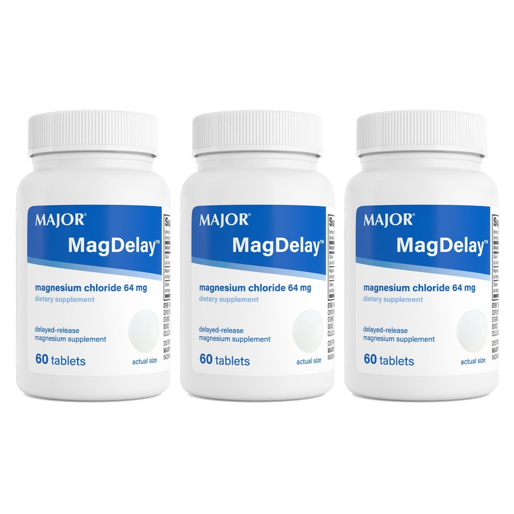 STOR Magdelay Magnesiumchlorid 64 mg - Forsinket frigivelse Magnesiumsupplement - Kosttilskud - 60 tabletter (3 pakninger)
