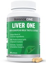 Balance One Lever Support Supplement med mælk tidsel ekstrakt, Mælkebøtte Root & Molybdæn - Natural Lever Cleanse, Reparation & Detox til mænd og kvinder - Veganske kapsler, 1 måneds forsyning - Lever én