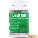 Balance One Lever Support Supplement med mælk tidsel ekstrakt, Mælkebøtte Root & Molybdæn - Natural Lever Cleanse, Reparation & Detox til mænd og kvinder - Veganske kapsler, 1 måneds forsyning - Lever én