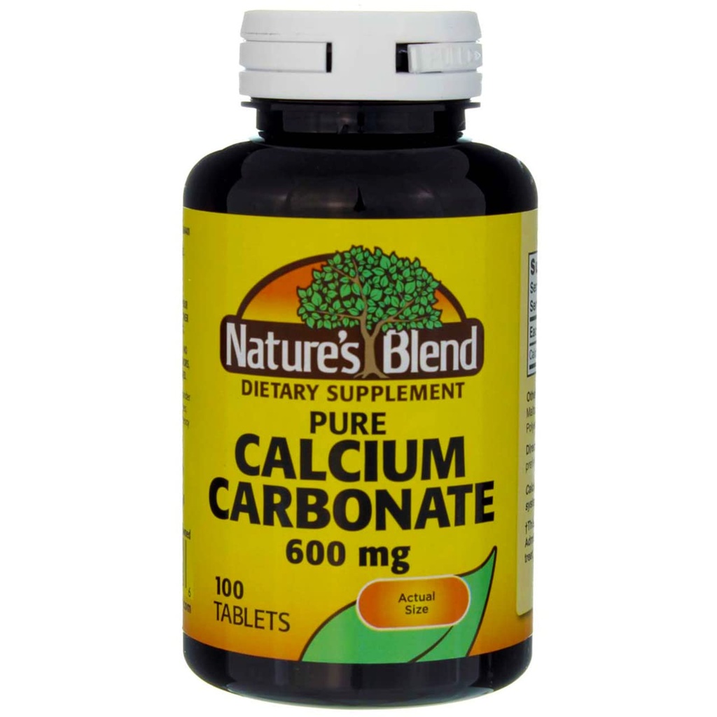 Nature 's Blend Calcium Carbonat 600 mg Tablets 100 ct (pakning med 2)