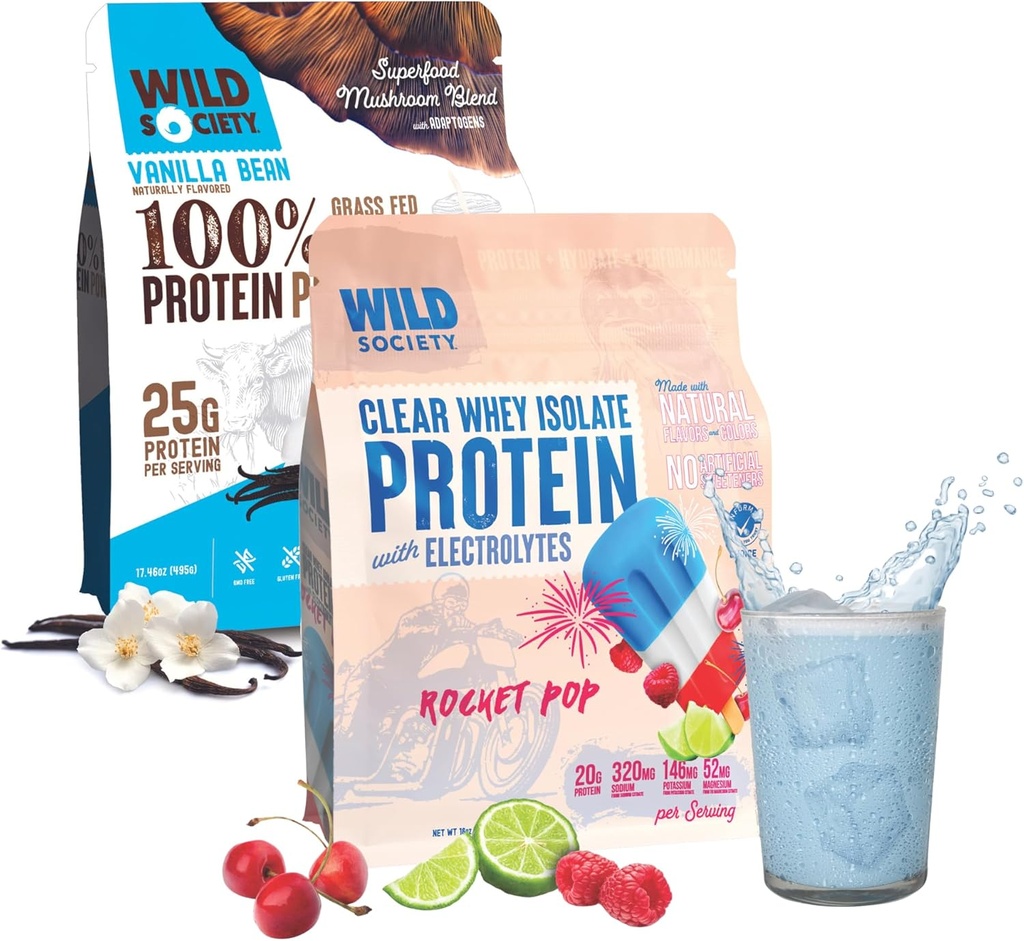 WILD SAMFUND Clear Isolate + Whey Koncentrat Super Combo - Rocket Pop Clear Whey + Vanilla Bean Whey Koncentrat
