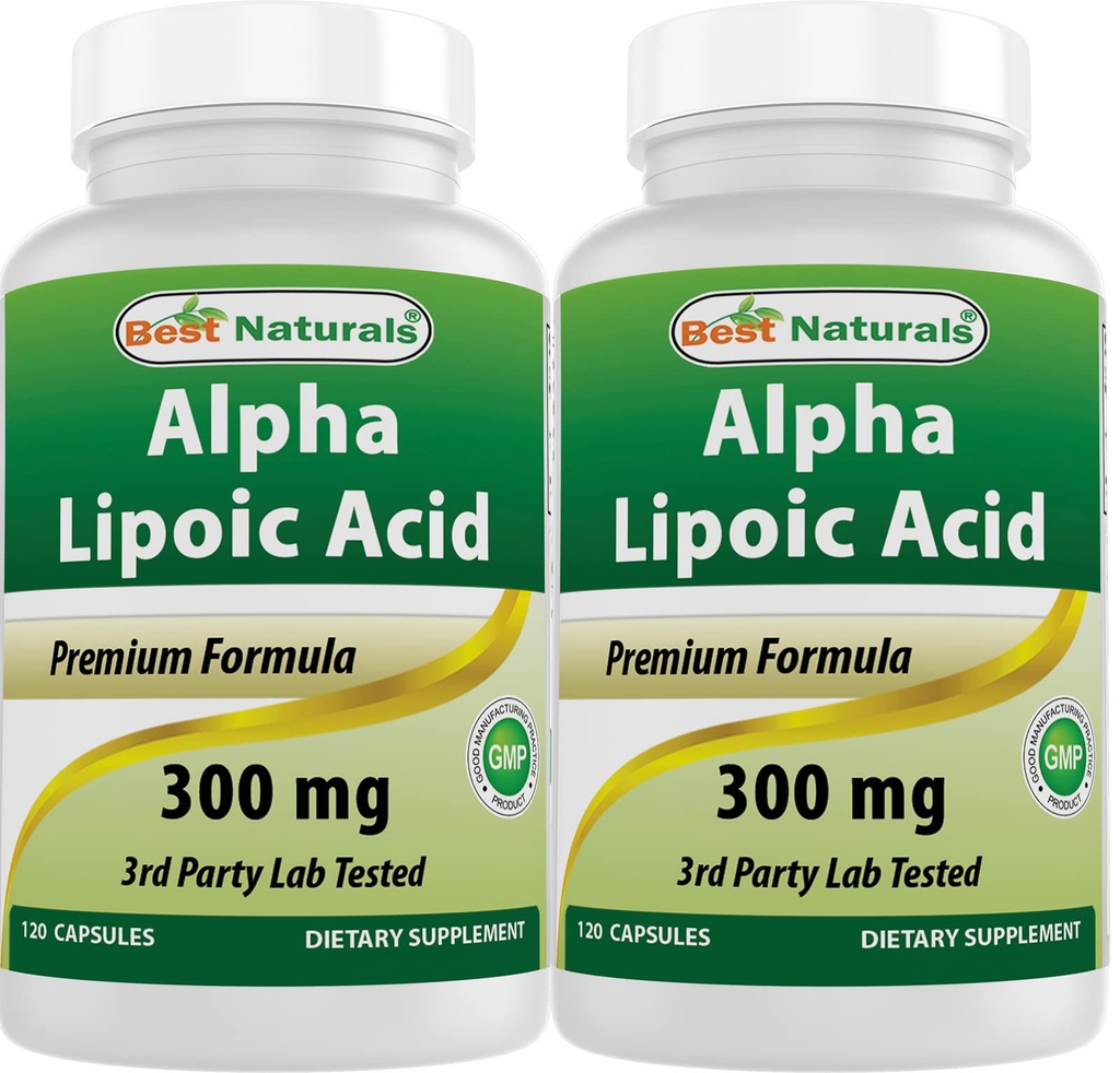 Bedste Naturals Alpha Lipoic Acid 300 mg 120 Kapsler (120 Tæl (pakke med 2))