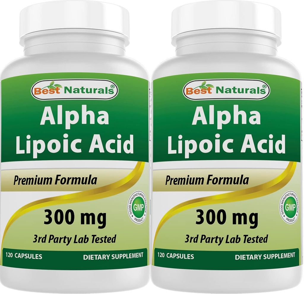 Bedste Naturals Alpha Lipoic Acid 300 mg 120 Kapsler (120 Tæl (pakke med 2))
