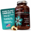 OmniBiotics Vegan Omega 3 DHA EPA tillæg - MD-Certified Prenatal tillæg med 8X mere DHA end krill olie, Fish- Free, Non- GMO - 60 Vegan kapsler