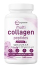 Micro Ingredients Multi Collagen Pills for Women & Men, 240 Capsules | Type I, II, III, V, X | Hydrolyzed Peptides with Biotin, Hyaluronic Acid, & Fat Soluble Vitamin C Complex | Non-GMO, Filler Free