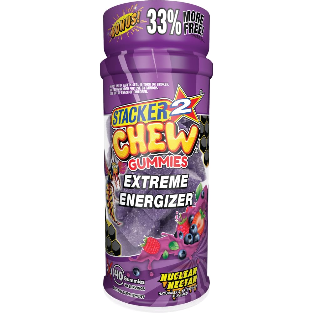 Stacker2 Chew: Ekstrem energi - 40 gummies flaske