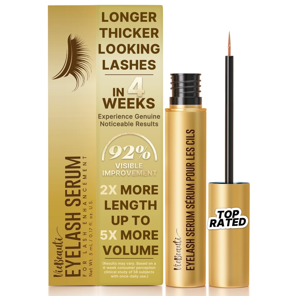 Eyelash Serum for Lash Vækst for kvinder: Natural Lash Serum for Længere Fuller Healthier Lass - Vegan & Cruelty- Free Eyelash Enhancer for Følsomme Øjne 5ml 0,17 Fl Oz 5- Month Supply