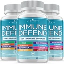 8 in 1 Immune Defense Support, Immunity Vitamins Supplement Booster with Zinc 50mg, Vitamin C Elderberry VIT D3 5000 IU, Turmeric Curcumin & Ginger, Echinacea - Allergy Relief for Kids Adults