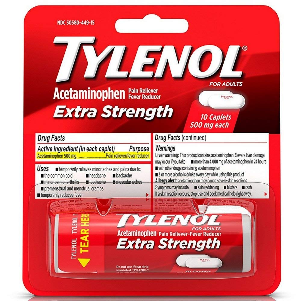 TYLENOL Extra Strength Caplets 10 ea (pakning med 6)