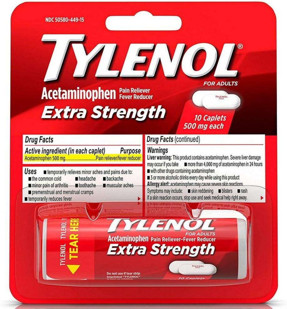 TYLENOL Extra Strength Caplets 10 ea (pakning med 6)