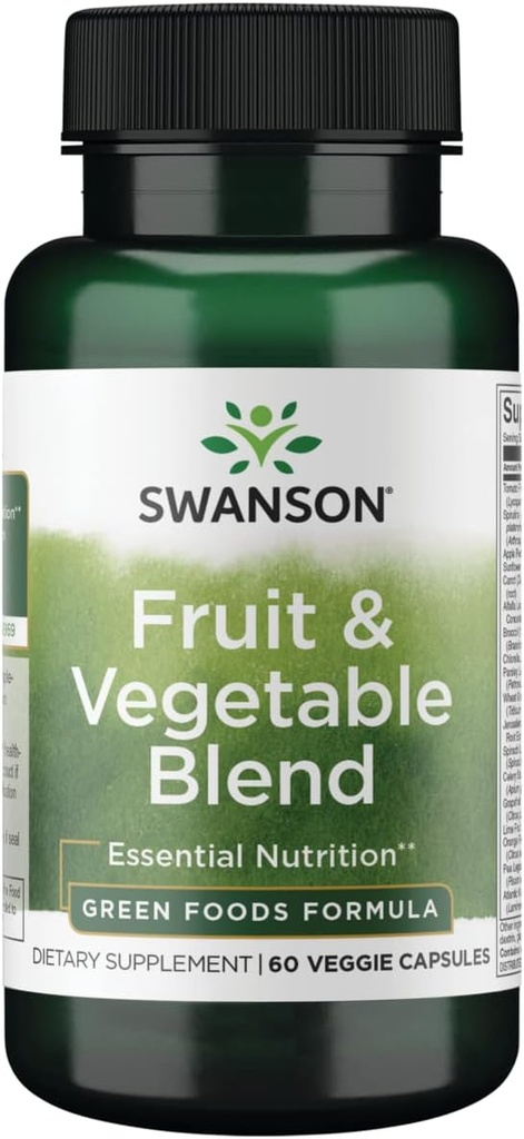 Swanson frugt & vegetabilsk blend - Natural Blend af over 25 frugter og grøntsager Levering væsentlige næringsstoffer - kraftfulde grønne fødevarer Veggie supplement - (60 Veggie kapsler)