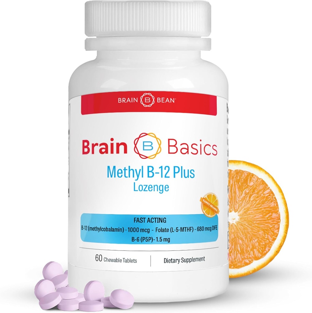 Extra Strength Methyl B-12 & Methyl Folate – 60 Chewable Tablets, Orange Citrus Flavor – High Potency Bioactive B-12 Vitamin & B9 Folate Supplement for Energy, Brain, Heart & Nerve Support