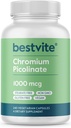 BESTVITE Chrom Picolinate 1000mcg (240 Vegetariske Kapsler) - Ingen Stearater - Ingen Dicalcium Phosphat - Vegan - Gluten Free - Non-GMO