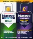 Maksimal styrke Mucinex FastMax DM Max & Mucinex Nightshift Cold & Flu Flydende (2 x 6 fl. oz.) Tynder & Loosens Mucus, Relieves Hoste & Bryst Congestion, Smerte, Feber, Nysen, Sore Hals, Runny Næse