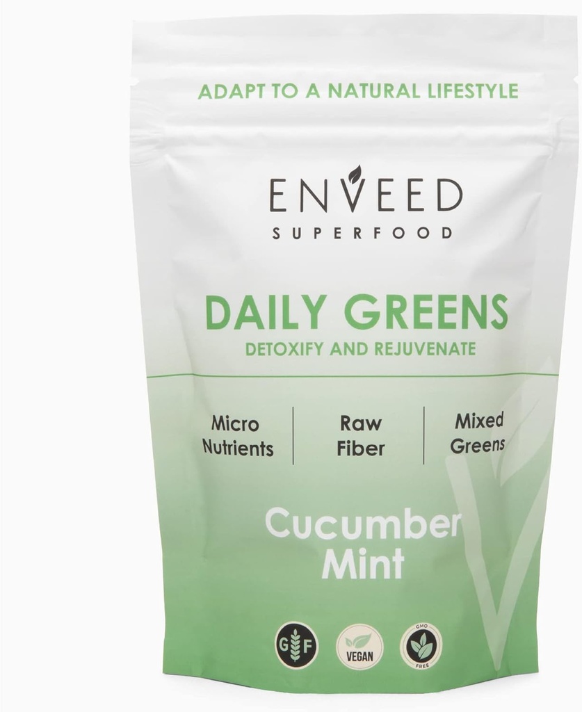 Superfood Wild Greens Budd124; Organic Powder - Spirulina, Chlorella, Ashwagandha, Maca Root & Reishi Mushroom Budd124; Nyd en sund, 100% Natural Diet med Tilføjet Boost af Adaptogens - 20 Servere