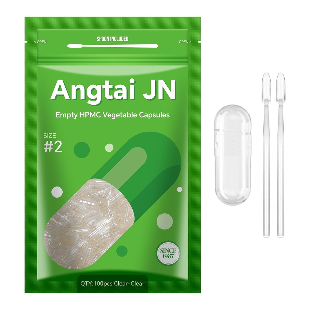 Vegansk tomme piller kapsler Størrelse 2 Plant baseret Clear (100 Greve) Gluten Free, Non-GMO, Halal Certified Caps Fyldning Kit med 2 skeer til vegetar gør dine egne kosttilskud