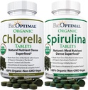 BioOptimal Chlorella Spirulina - Bundle - Organic Chorella Tablets & Organic Spirulina Tablets, 120 Greve hver, Premium kvalitet 4 Organic Certificeringer