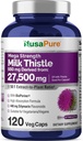 NusaPure Milk Thistle 50:1 Extract, 550 mg Equivalent to 27,500mg 120 Veggie Capsules Non-GMO, Vegan Max Strength - Standardized 80% Silymarin, Bioperine