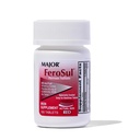 Major Ferosul - Ferrosulfate 325mg tabletter med 65mg elementært jern - jerntilskud til kvinder, mænd - rød - 100 tabletter - pakning med 1 stk.