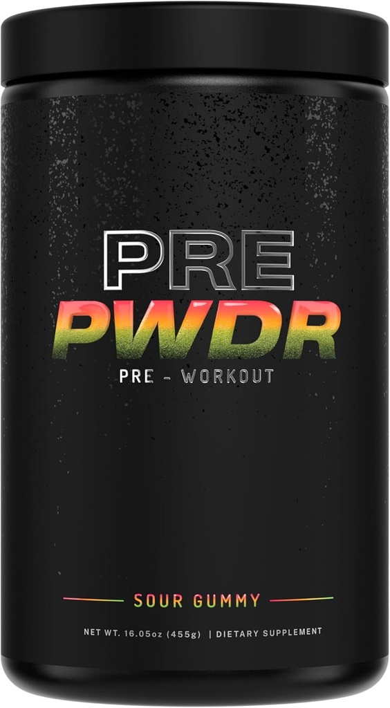 PWDRS Pre- Workout Powder, All Natural Pre Workout for Energy, Pump, Endurance & Strength, med koffein (Sour Gummy)