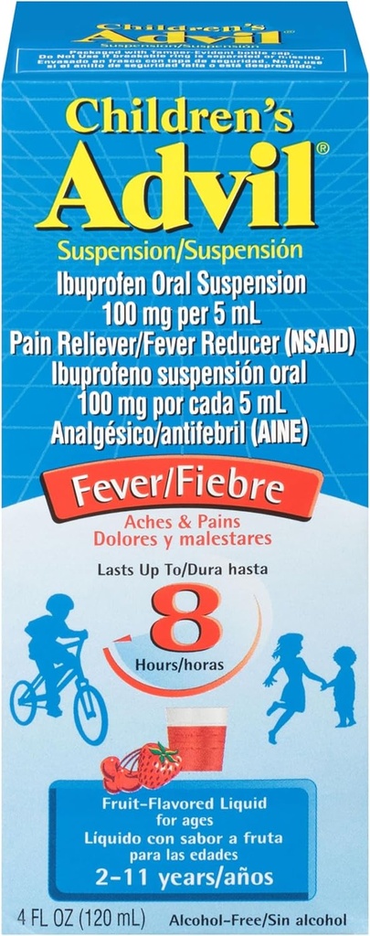 Børns Advil Pain Reliever og Fever Reducer, Børns Ibuprofen Liquid Pain Relief Medicine, Frugt - 4 Fl Oz