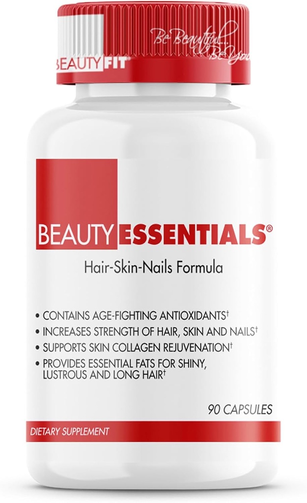 Skønhed Fit BeautyEssentials Hair- Skin- Nails Formelkapsler - Formuleret med vitaminer og antioxidanter - Øger styrken af hår, hud, negle - Giver biotin, zink, hyaluronsyre - 90 Greve