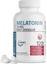 Bronson Melatonin 10mg Fast opløsning Cherry Flavored Tablets Vegetarisk Chewable Lozenges, 120 Greve