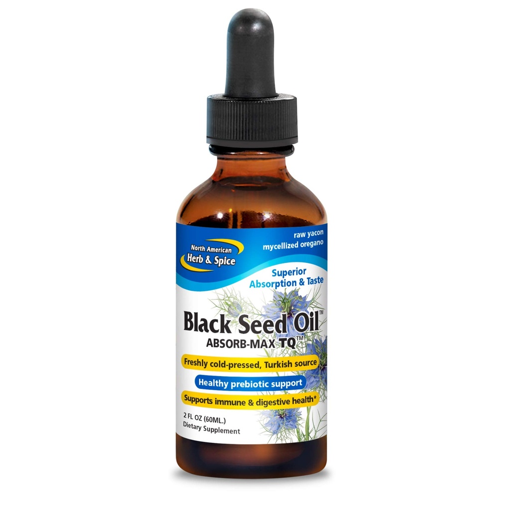 NORDAMERICAN HERB & SPICE Black Seed Oil Absorb- Max TQ - 2 fl. oz. - Sublingual Mycellised Drops - immunforsvar & fordøjelsessygdomme - Olie Oregano - Non- GMO - 52 Total Servering