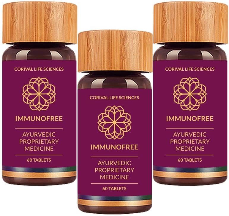 Biogetica Immunofree Herbal Supplement for immunforsvar - Natural Potent Blend of Tulsi, Kalmegh, Yashtimadhu & Giloy for immunboost - 100% Vegan - 60 tabletter - Pack of 3