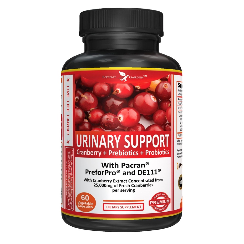 Potent have Urinstøtte Kvinder Probiotika til Urinære Tract Sundhed for Kvinder, Tranebær Kapsler med 5 Millioner CFU Cranberry Extract, Prebiotika og Probiotika til Kvinder, 60 Caps, 30 Servere