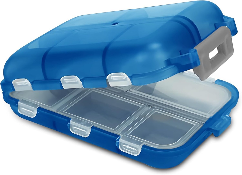 Travel Pill Box Compact Portable Pill Case with 10 Compartments Pill Case for Purse, Pocket Durable Daily Pill Organizer for Vitamins, Supplements, Medicine (Blue)